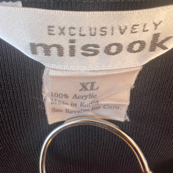 Exclusively Misook open front knit cardigan sweater sz XL black teal white pads - Picture 5 of 7